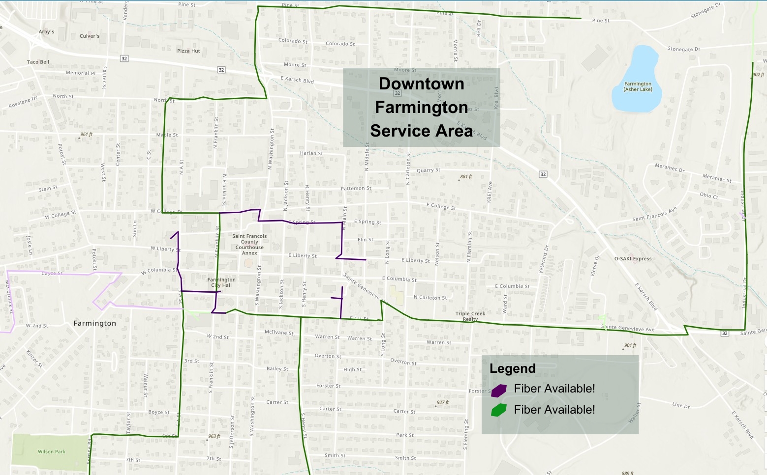 Downtown Farmington, MO Service Area - Aptitude Internet