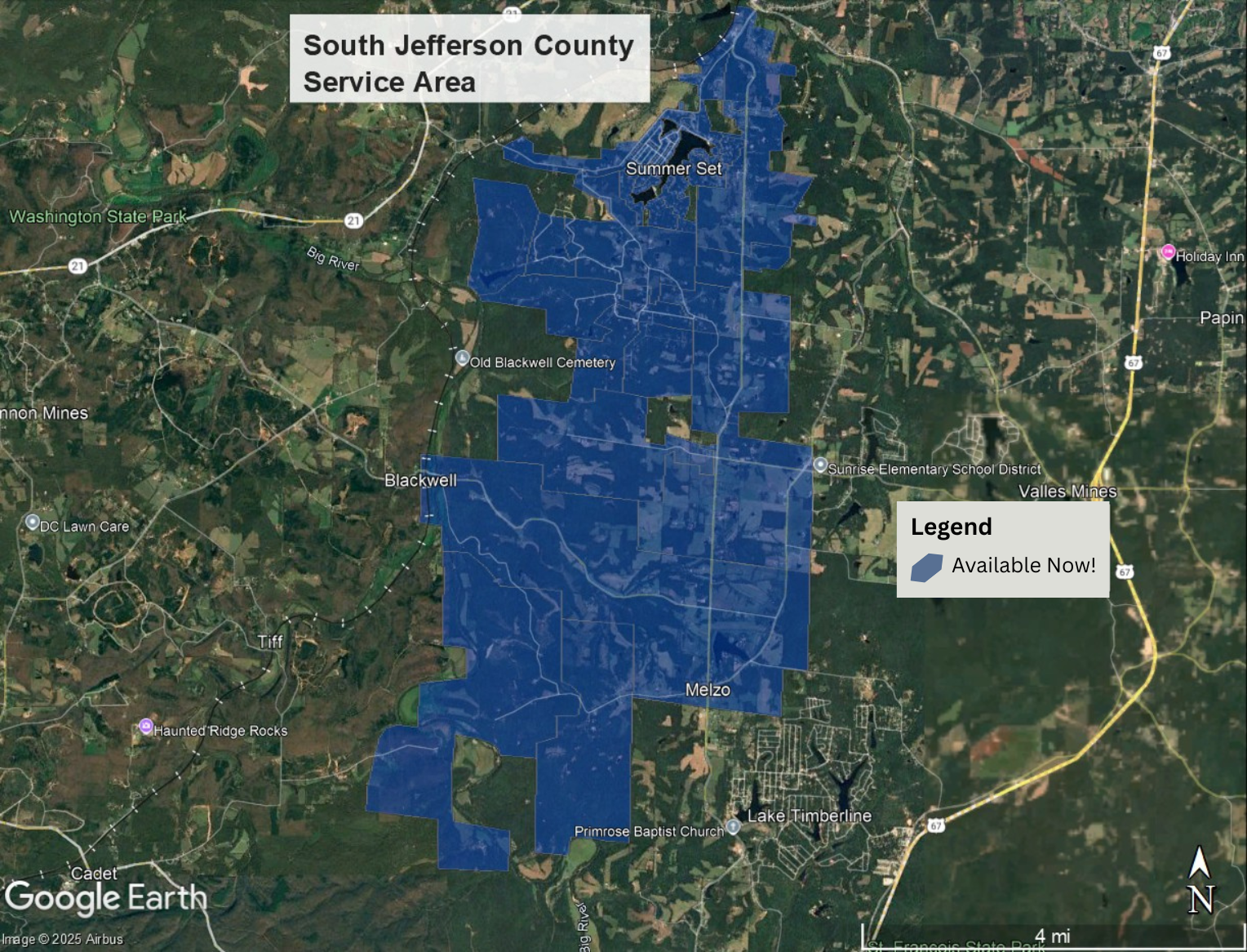 SJCCoverageMap South Jefferson County Service Area for Aptitude Internet